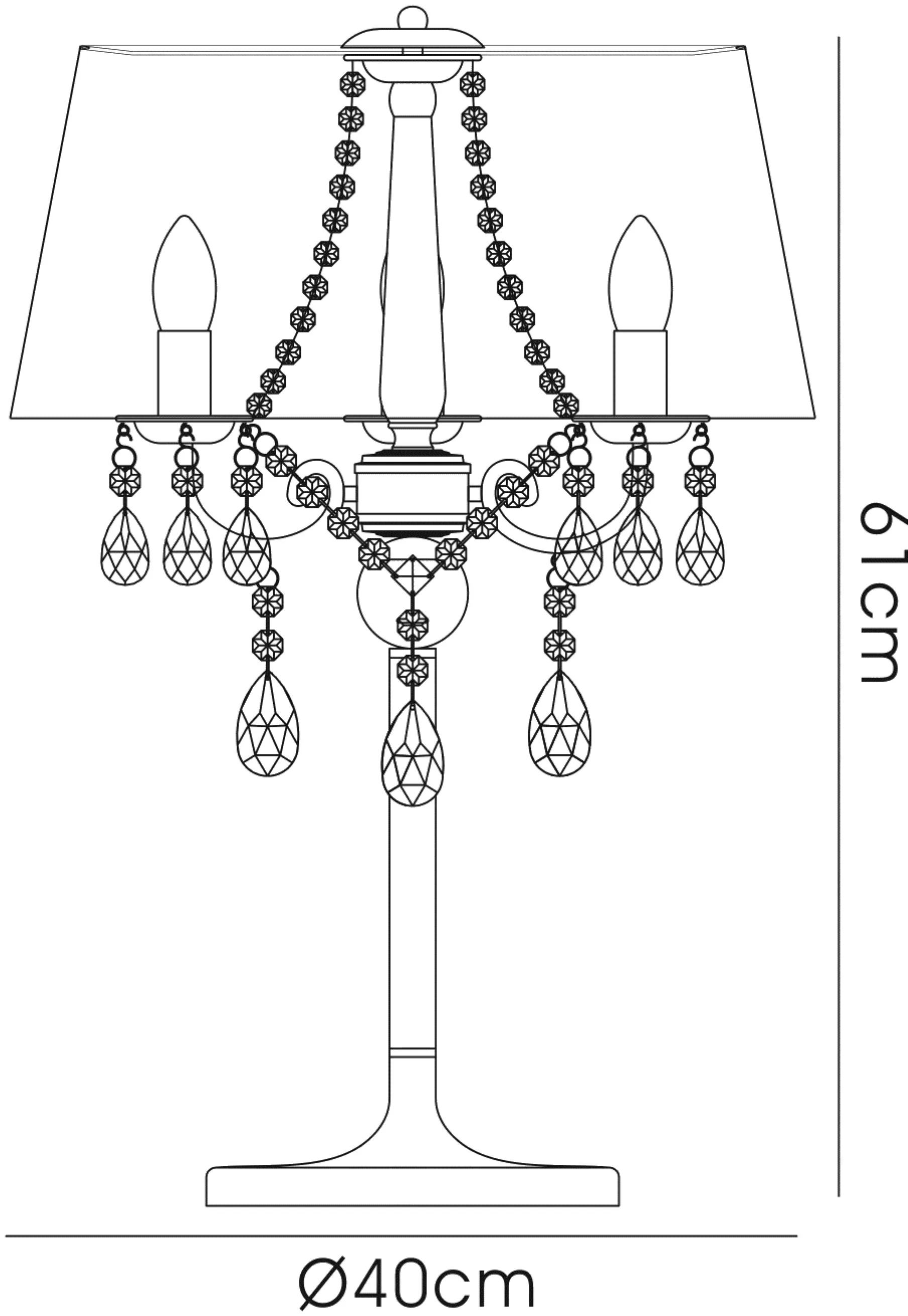 Olivia Crystal 61cm 3 Light Table Lamp IL30065/CR  Diyas Olivia Antique Brass-Ivory Cream